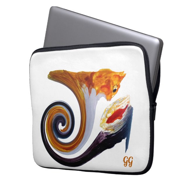 Funny Musical Art Goldfish Cat Personalised Laptop Sleeve (Front Left)