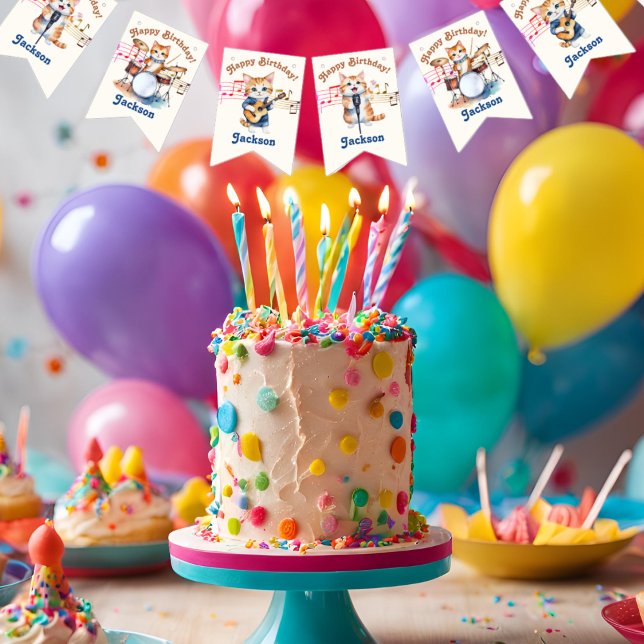 Funny Musical Cats Karaoke Kids Birthday Party  Bunting (Creator Uploaded)