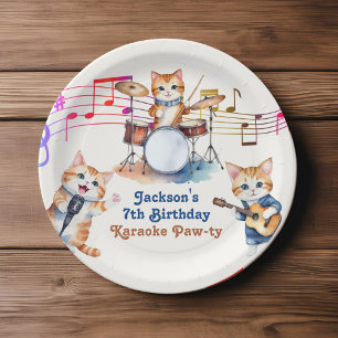 Funny Musical Cats Karaoke Kids Birthday Party  Paper Plate