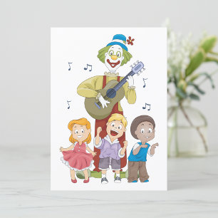 Funny Musical Clown with Dancing Children Invitation