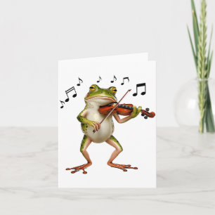 Funny Musician Violinist Cute Frog Playing Violin Card