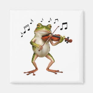 Funny Musician Violinist Cute Frog Playing Violin  Magnet