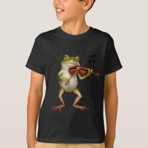 Funny Musician Violinist Cute Frog Playing Violin T-Shirt