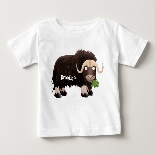 Funny musk ox cartoon illustration baby T-Shirt (Front)
