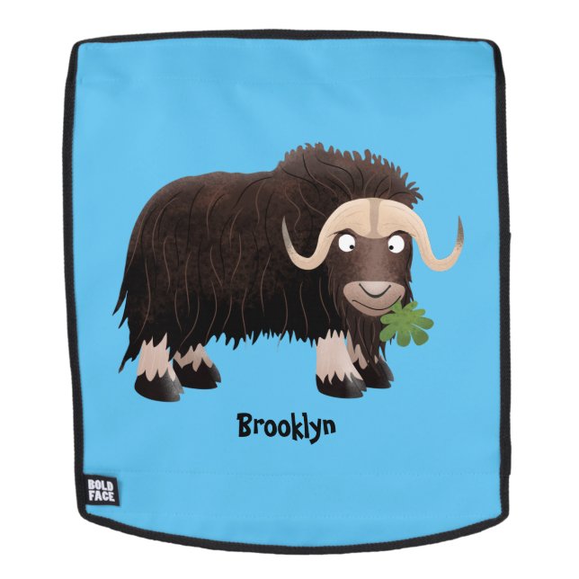 Funny musk ox cartoon illustration  backpack (Removable Face)
