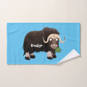 Funny musk ox cartoon illustration bath towel set