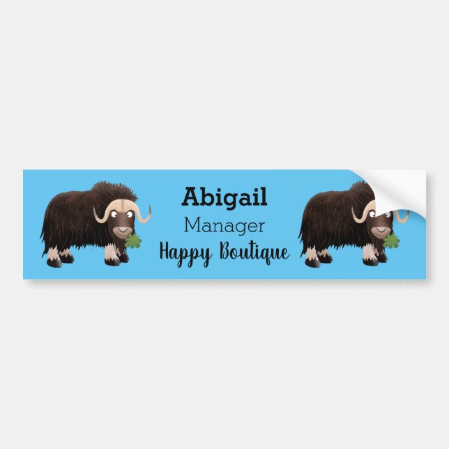 Funny musk ox cartoon illustration bumper sticker (Front)