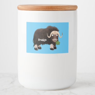 Funny musk ox cartoon illustration food label