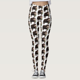 Funny musk ox cartoon illustration leggings