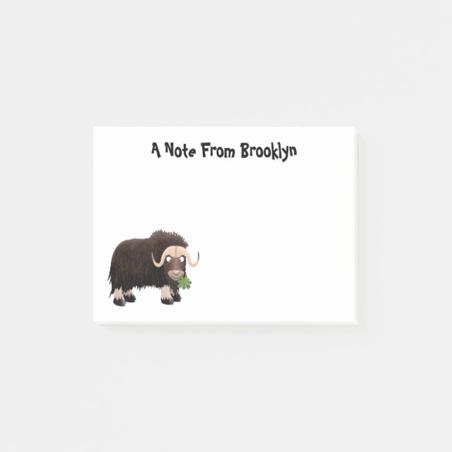 Funny musk ox cartoon illustration post-it notes (Front)