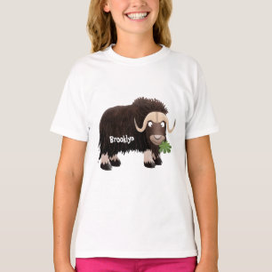 Funny musk ox cartoon illustration  T-Shirt