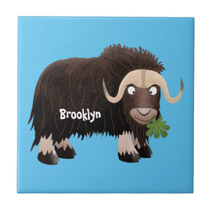 Funny musk ox cartoon illustration tile