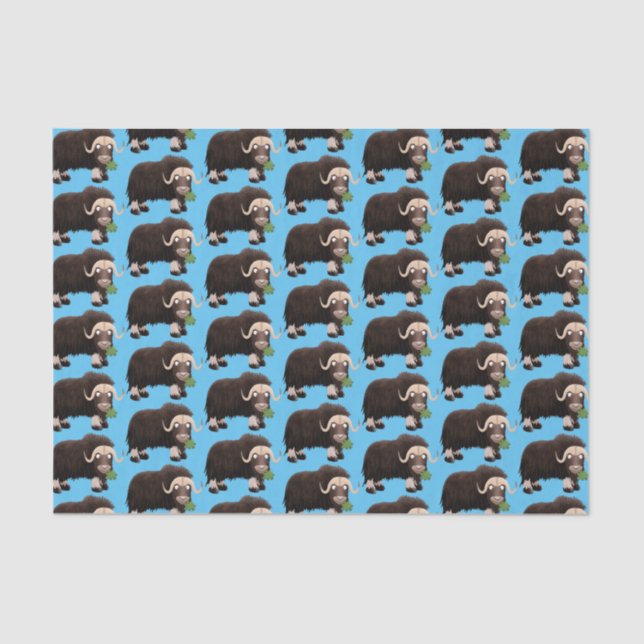 Funny musk ox cartoon illustration tissue paper (Front)