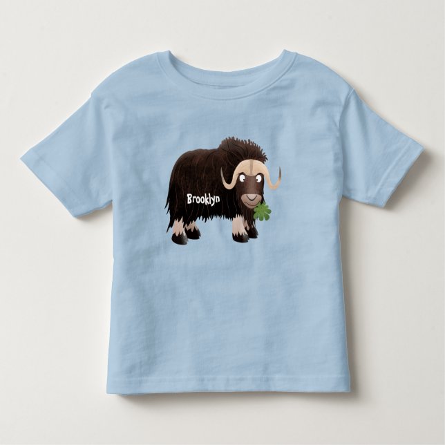 Funny musk ox cartoon illustration toddler T-Shirt (Front)
