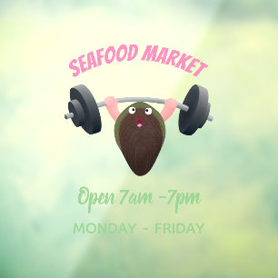 Funny mussel working out cartoon illustration
