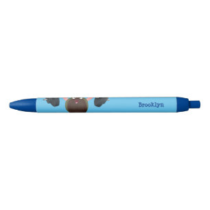 Funny mussel working out cartoon illustration  black ink pen