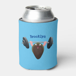 Funny mussel working out cartoon illustration can cooler