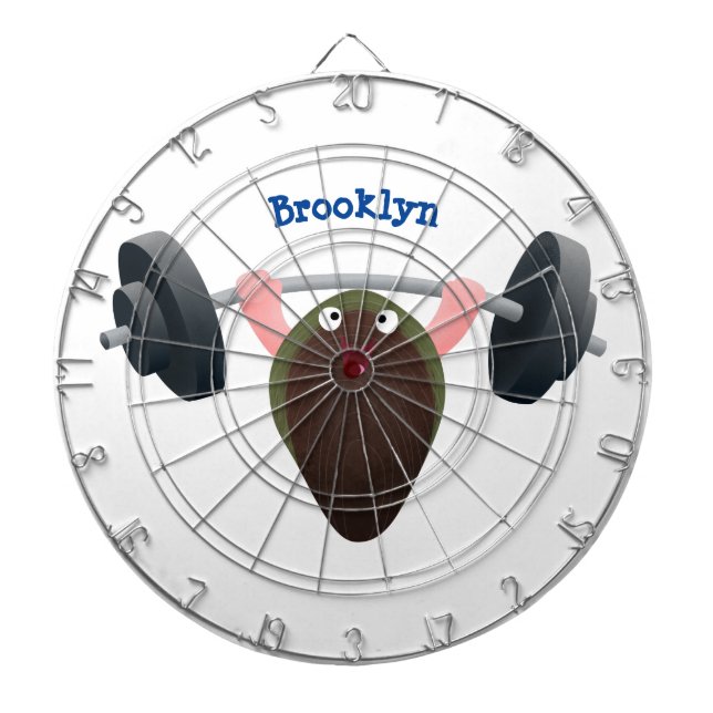 Funny mussel working out cartoon illustration dartboard (Front)