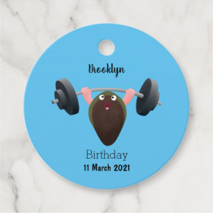 Funny mussel working out cartoon illustration favour tags