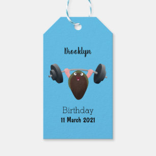 Funny mussel working out cartoon illustration gift tags