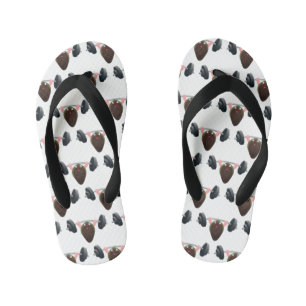 Funny mussel working out cartoon illustration kid's jandals