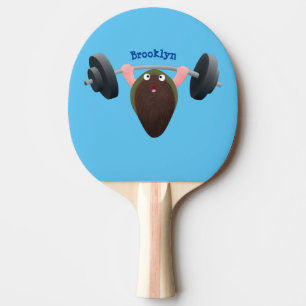 Funny mussel working out cartoon illustration ping pong paddle