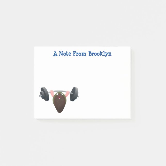 Funny mussel working out cartoon illustration post-it notes (Front)