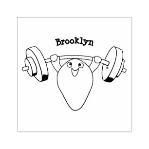 Funny mussel working out cartoon illustration rubber stamp