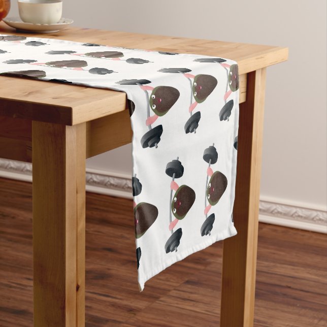 Funny mussel working out cartoon illustration  short table runner (In Situ)