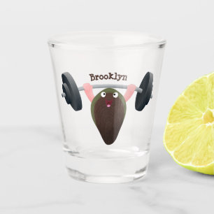 Funny mussel working out cartoon illustration shot glass