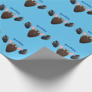 Funny mussel working out cartoon illustration wrapping paper