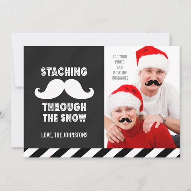 FUNNY MUSTACHE CUSTOMIZABLE HOLIDAY GREETING CARD (Front)