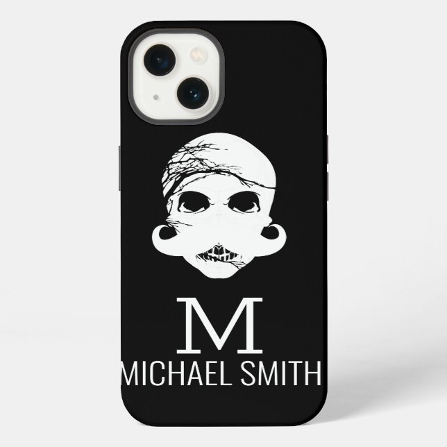 Funny Mustache Monogram iPhone Case (Back)