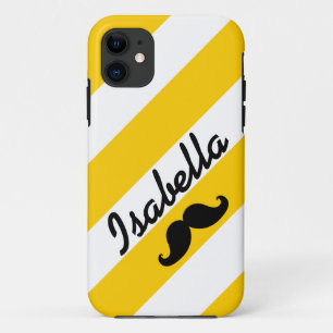 FUNNY MUSTACHE YELLOW STRIPES Case-Mate iPhone CASE