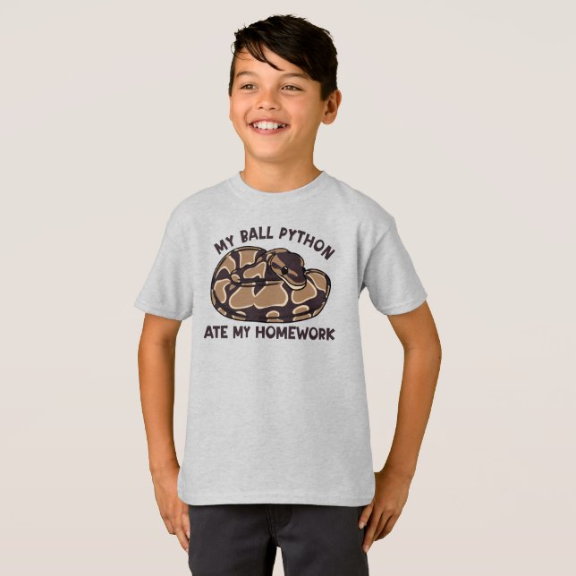 Funny My Ball Python Ate My Home Work Pet Snake T-Shirt (Front Full)