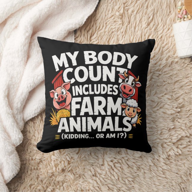 Funny My Body Count Includes Farm Animals Cushion (Blanket)