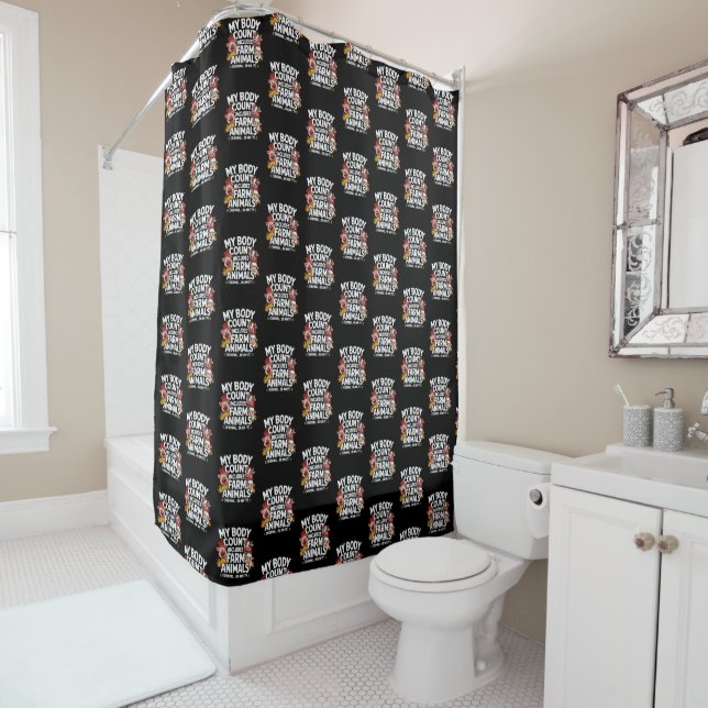 Funny My Body Count Includes Farm Animals Shower Curtain (In Situ)