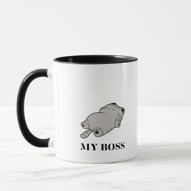 Funny My Boss Cat Mug (Left)