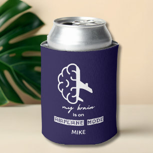 Funny My Brain is on Airplane Mode Coworker Travel Can Cooler