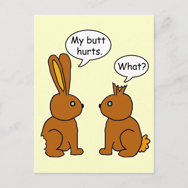 Funny My Butt Hurts Bunnies Postcard (Front)