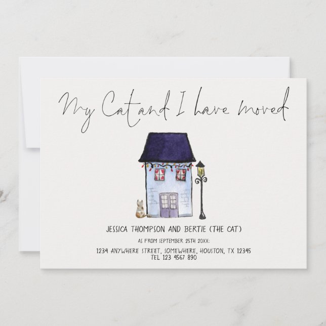 Funny My Cat and I have Moved Script Moving Card (Front)