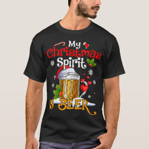 Funny My Christmas Spirit Is Beer Lovers Drinkers  T-Shirt