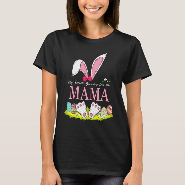 Funny My Favourite Bunnies Call Me Mama Easter Mat T-Shirt (Front)