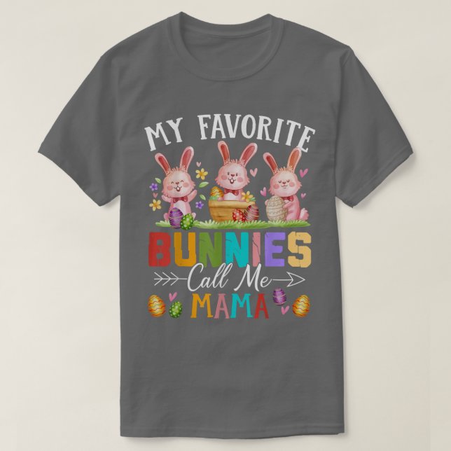 Funny My Favourite Bunnies Call Me Mama Family Eas T-Shirt (Design Front)