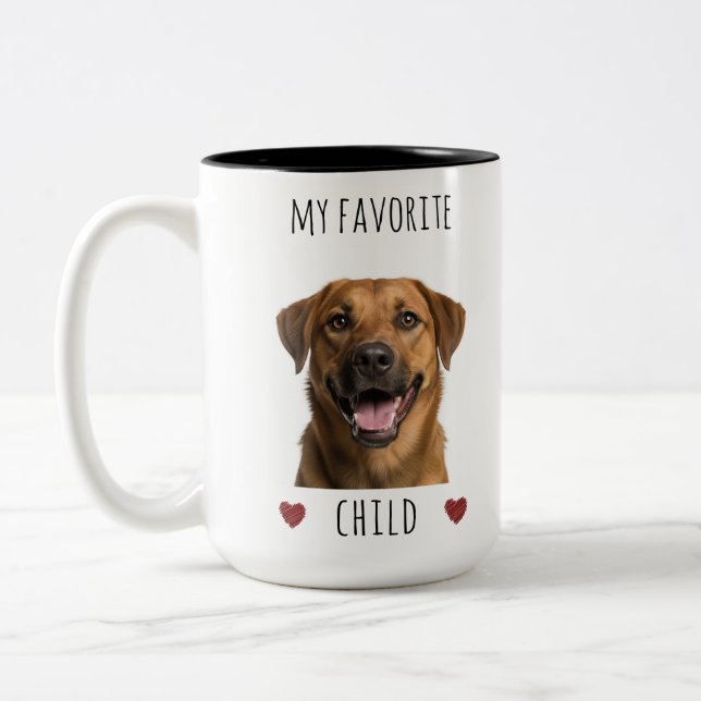 Funny My Favourite Child 2 Photo Custom Dog Two-Tone Coffee Mug (Left)