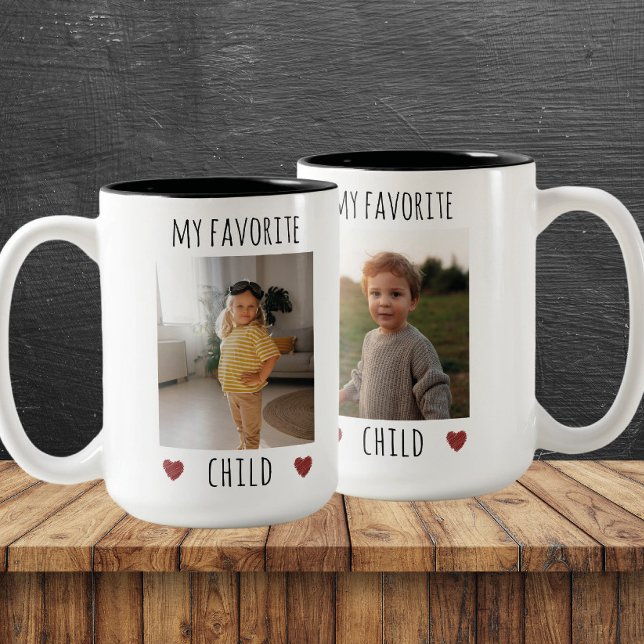 Funny My Favourite Child 2 Photo Custom Two-Tone Coffee Mug (Creator Uploaded)