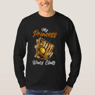 Funny My Princess Wears Cleats Softball Player Mum T-Shirt