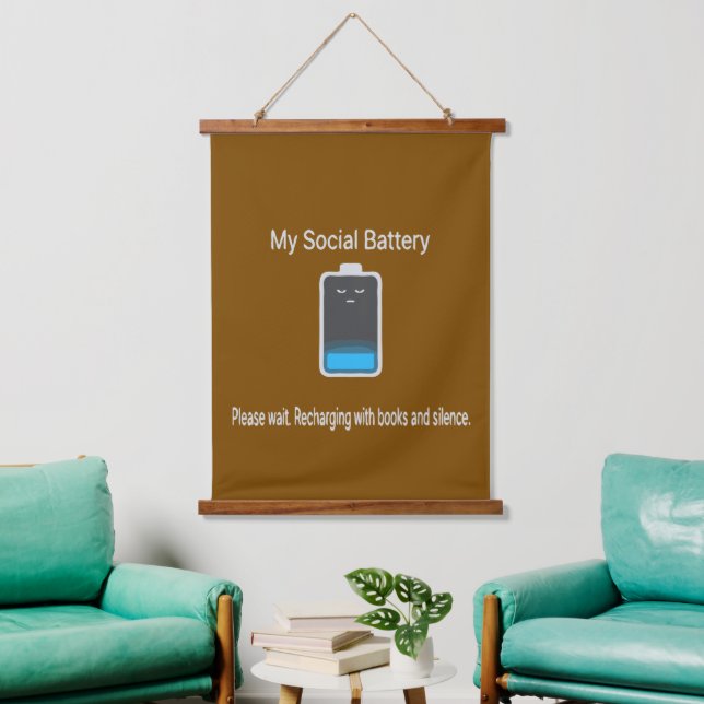Funny My Social Battery Is Low - Introvert  Hanging Tapestry (Living Room)