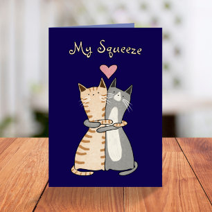 Funny My Squeeze Hugging Cats Valentine’s Day Holiday Card