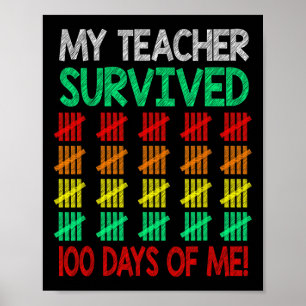 Funny My Teacher Survived 100 Days Of Me Teacher S Poster
